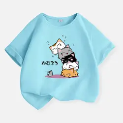 The Cat Family T-shirt for Boys Cotton Kids T Shirt Cartoon Children Casual Clothes Teen Baby Boy Summer Tops 6 8 10 12 Years
