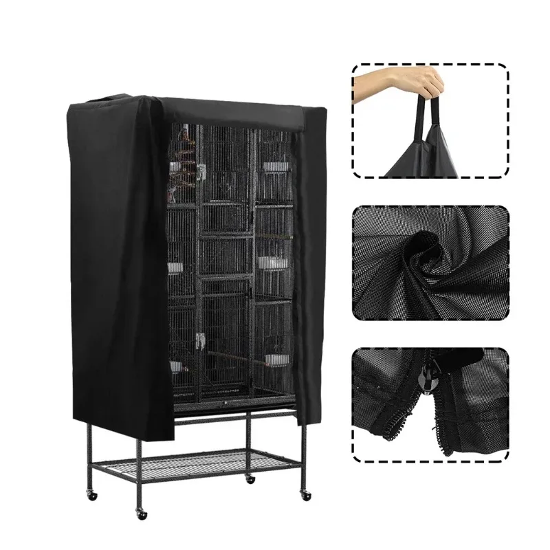 

Защитный чехол для большой клетки для птиц, пыле- и водонепроницаемый, из ткани Оксфорд, светонепроницаемый, для попугаев и канареек, синий/черный, 1 шт.