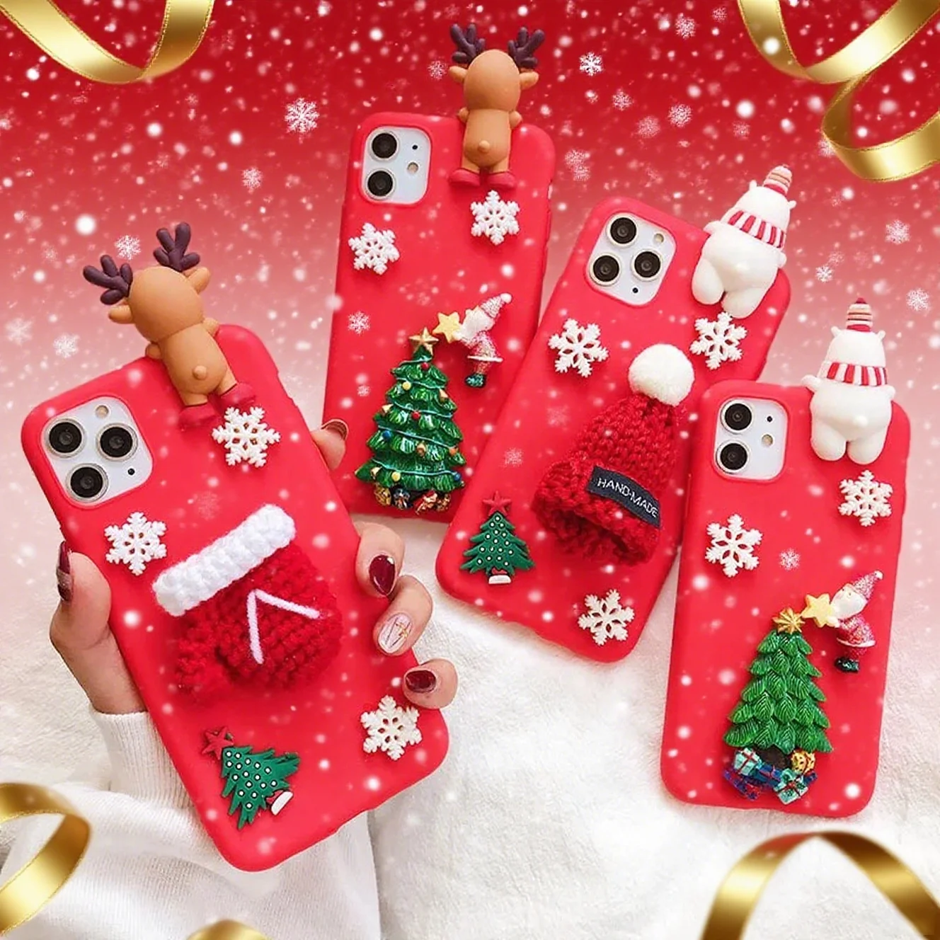 

3D Christmas Gift Santa Fabric Glove Case For Xiaomi Redmi A3 10C 9A 9C 10 9 Mi 14T 12T 11T 13 12 11 Lite Redmi Note 8 Pro Cover
