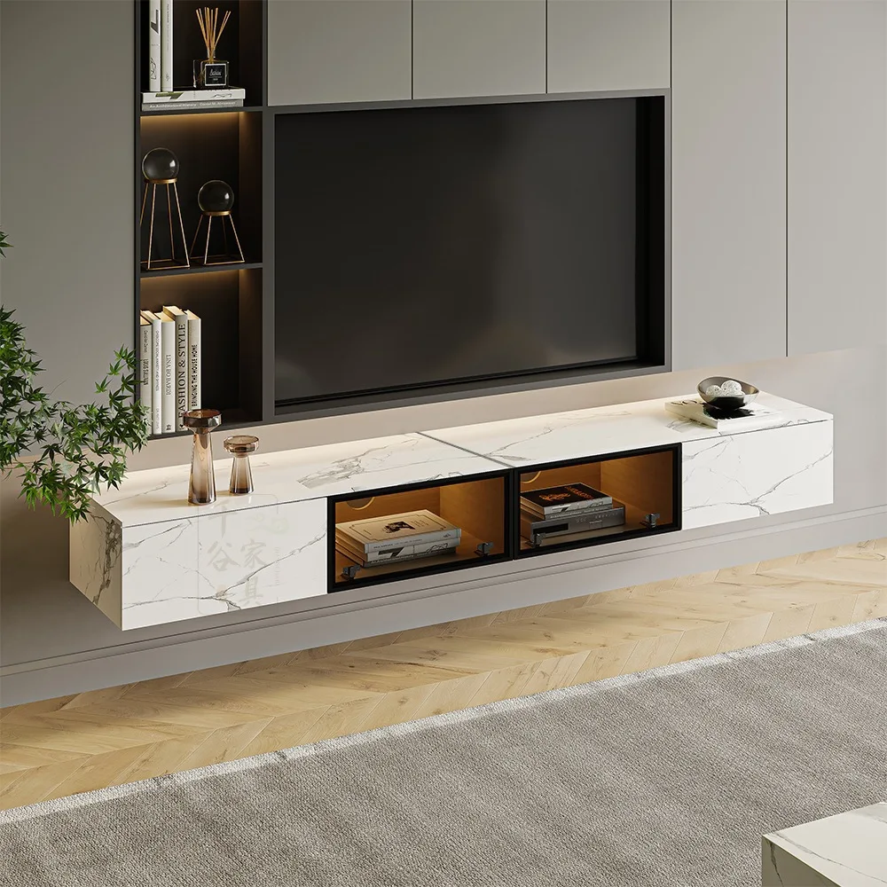 Slate TV cabinet, coffee table combination, living room wall-mounted floor cabinet, TV set floating cabinet