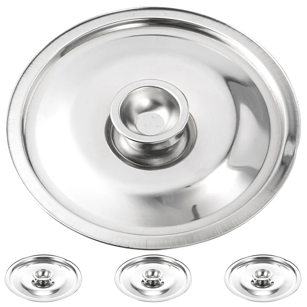 

4Pcs Seasoning Pot Lid Stainless Steel Replacement Cover for Oil Jar Multi-Use Pan Cover with Knob Heat-Resistant Long-Lasting