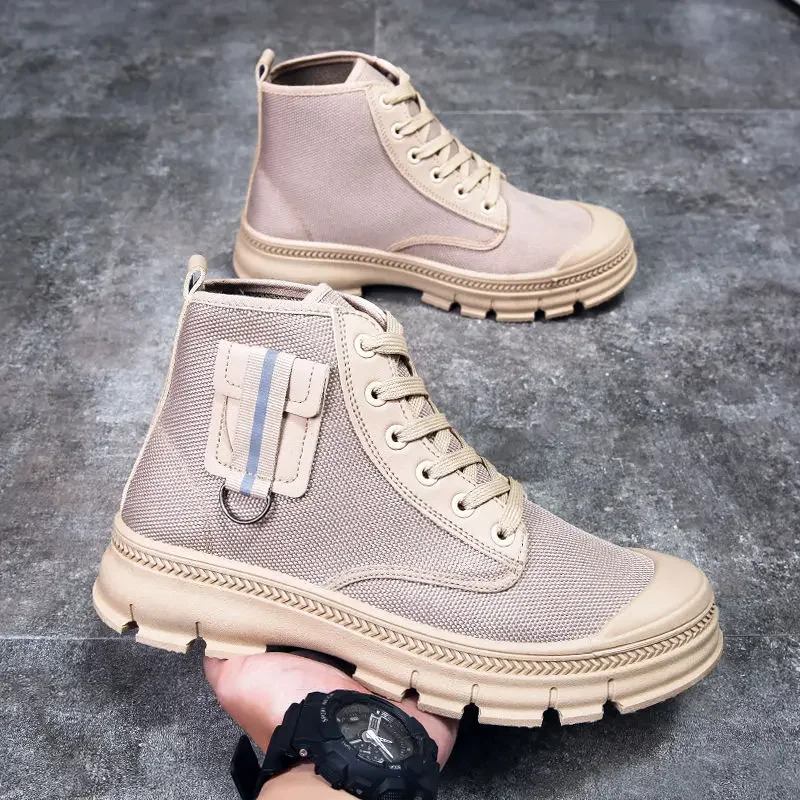 Lightweight Breathable Men's High Top Work Boots Thick Tire Sole Abrasion Resistant Slip Resistant Safety Shoes for Work Hiking