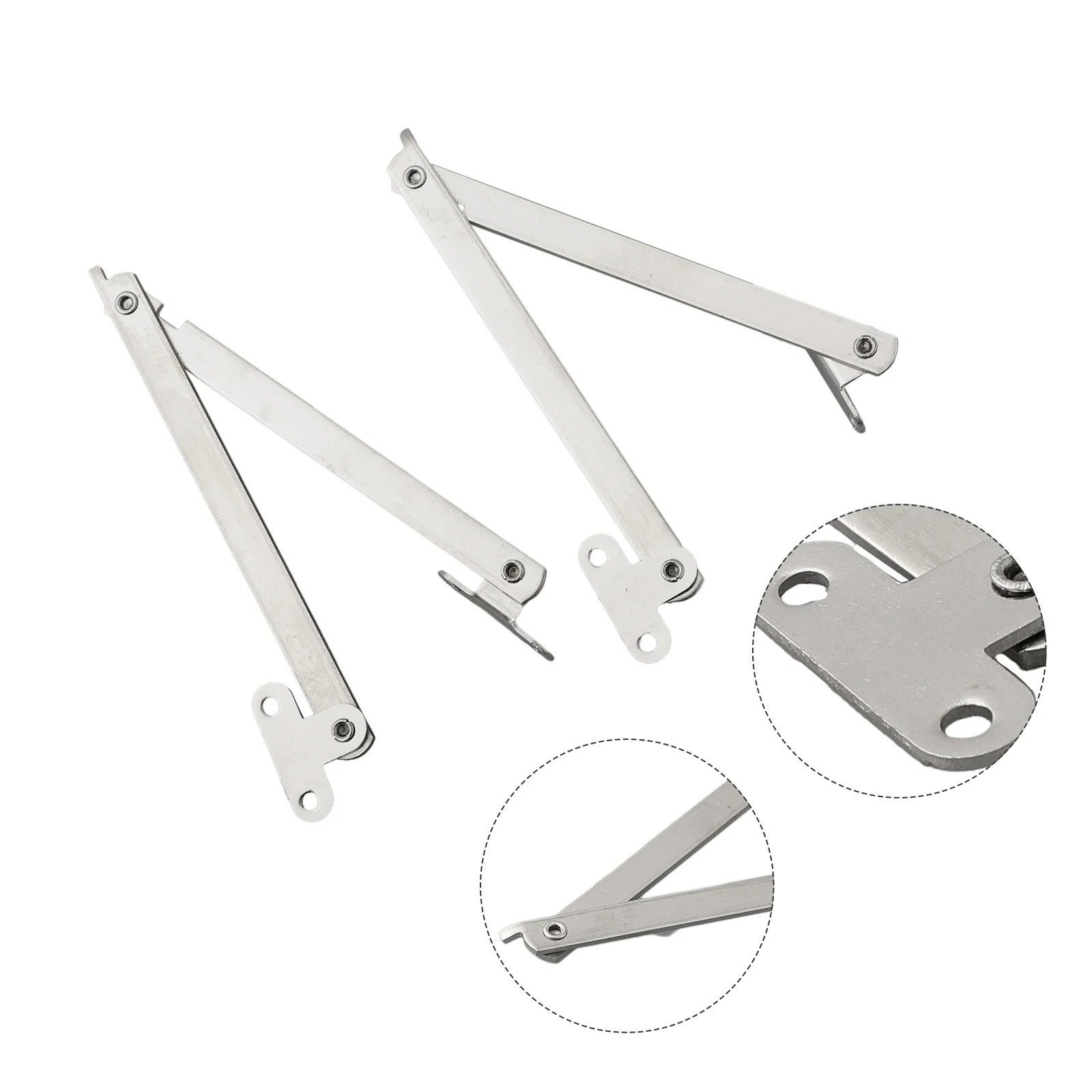 2pcs  Stainless Steel Hinges Furniture Cabinet Door Support Hinges   Folding 180 Degree Two-fold Strut Cabinet Door Support