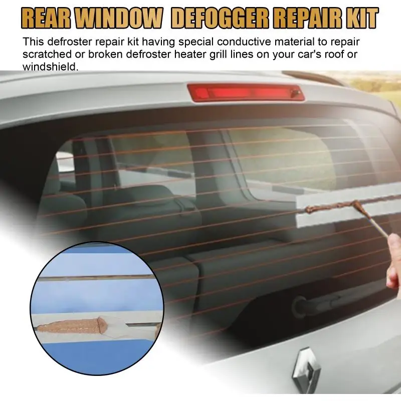 Car Rear Window Defogger Repair Kit DIY Quick Repair Fix Heater Glass Lines Defroster Grid Kit Scratched Broken Defroster Grid