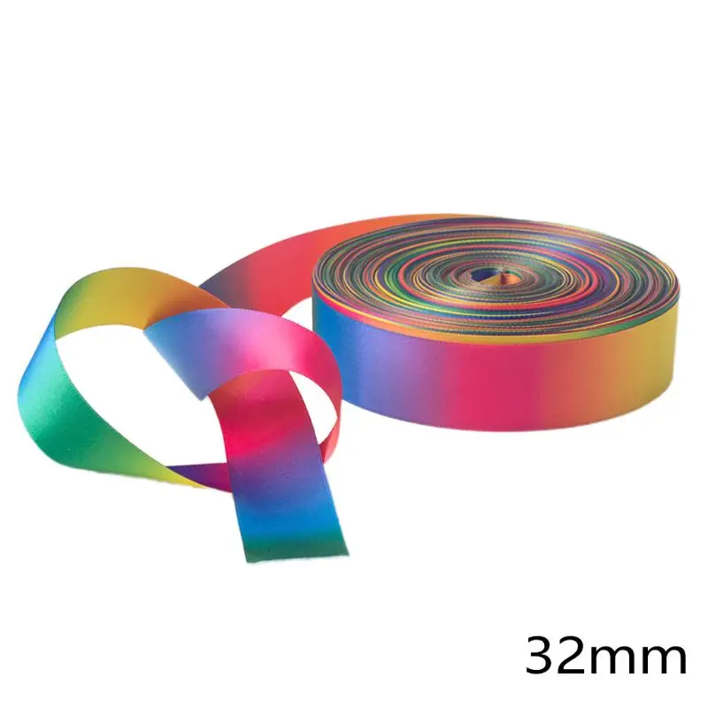 50 Yards Double Sided Ribbon Roll Rainbow Colorful Printed for DIY Handmade Hair Bow Gift Wrapping Decor
