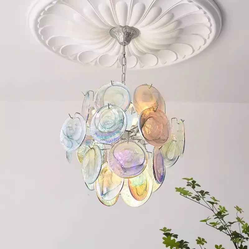 

Modern design glass ceiling chandelier, lustre Hardware Suspension chain Ceiling suitable for living room,customised Dimmable