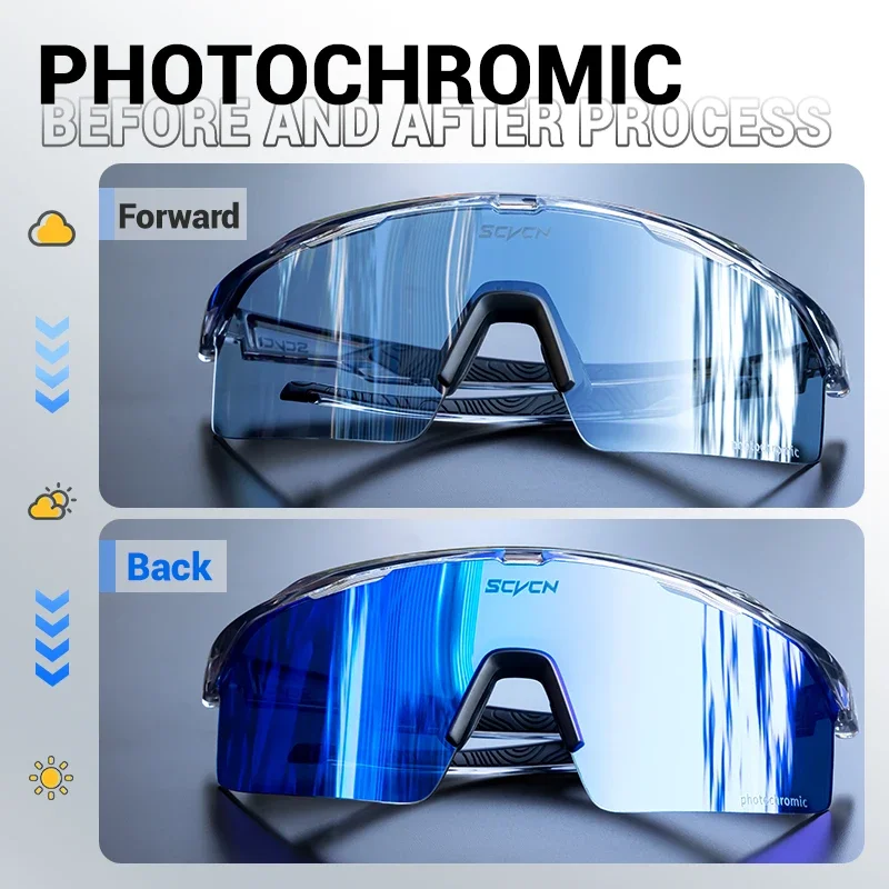 SCVCN Occhiali da sole da ciclismo fotocromatici per esterni Occhiali da MTB Occhiali da ciclismo UV400 Uomo Donna Occhiali sportivi da bicicletta da strada Nuovo