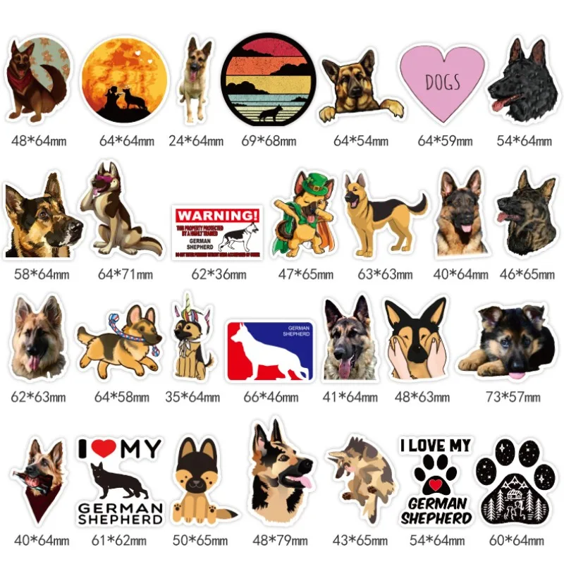 50PCS การ์ตูนส่วนบุคคล German Shepherd Creative Doodle สติกเกอร์ตกแต่ง