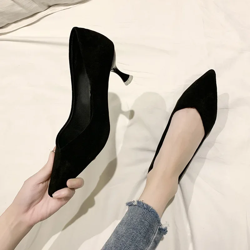 Suede women\'s high heel women\'s  fashion ladies shoes pointed stiletto high heel ladies shoes  new party shoes women