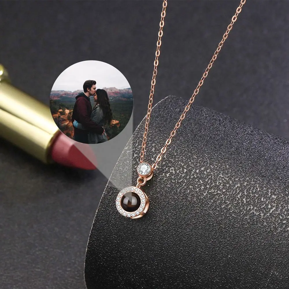 Customized Products Round Pendant Necklace 925 Sterling Silver Personalized Necklaces for Women Chains Jewelry Memorial Gift