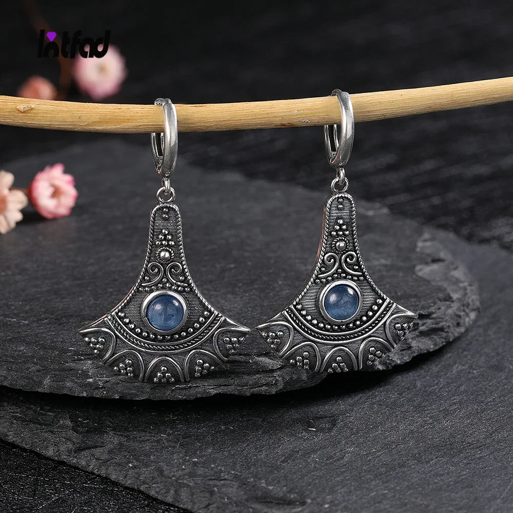 

Long Pendant Natural Kyanite Earrings 925 Sterling Silver Earrings for Women Jewelry Vintage Engagement Party Anniversary Gift