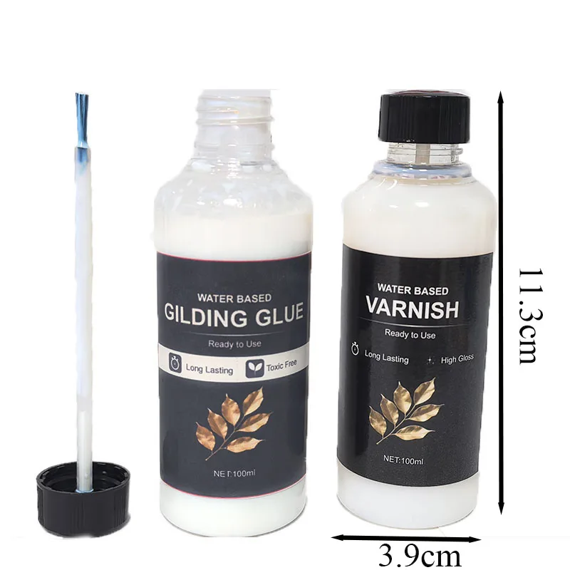 100ML/200ML Golden Foil Adhesive Kit - Water-Based Metallic Glue with Brush for Crafts, Painting & Art Projects