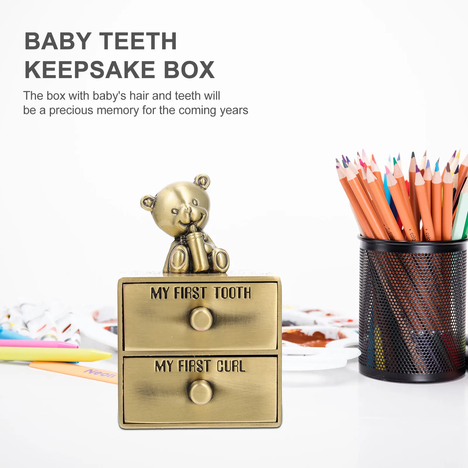 

Drawer Tooth Storage Box for Baby Milk Teeth Keepsake Zinc Alloy Portable Child Hair Memory Souvenir Infant Teeth Box Practical