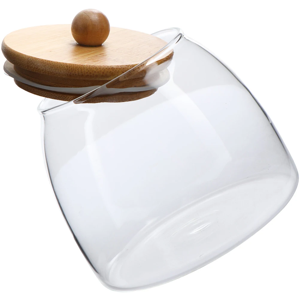 

Glass Jar 500ml Wood Lid Airtight Storage Canister for Tea Coffee Transparent Long lasting Sealing Food Container Household