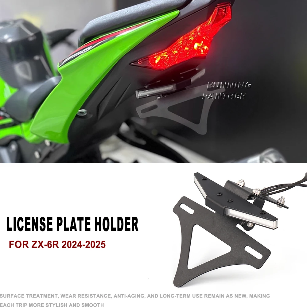 

FOR Kawasaki ZX-6R 2024- Motorcycle CNC Tail Tidy Fender Rear Tail Bracket Integrated Turn Signal License Plate Holder