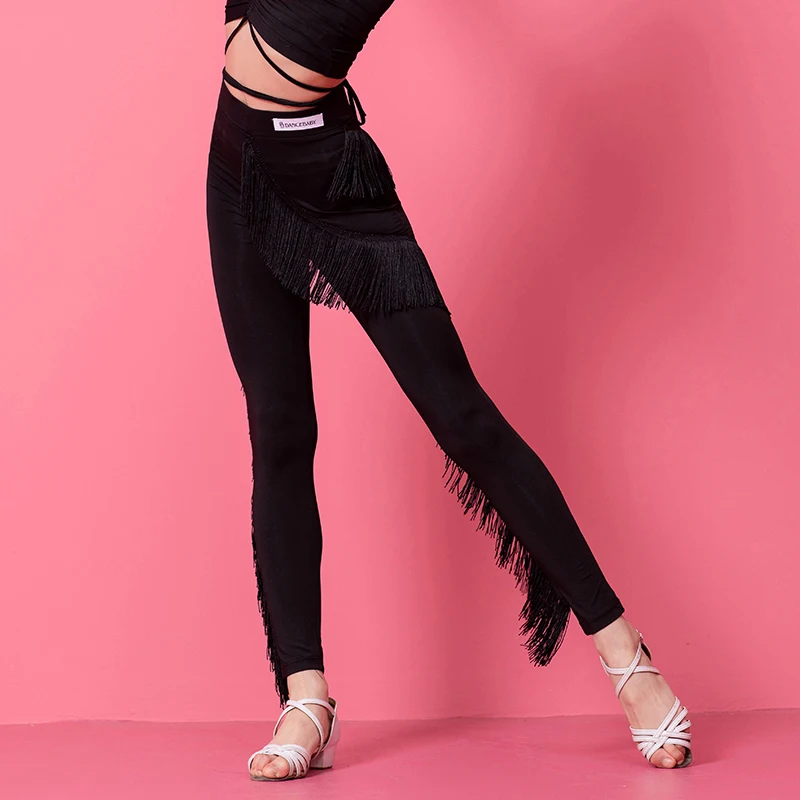 

Fringe Latin Pants Girls Stage Costume Black Ballroom Practice Wear Tango Dancewear Salsa Dancing Outfit Tap Dancewear JL4077
