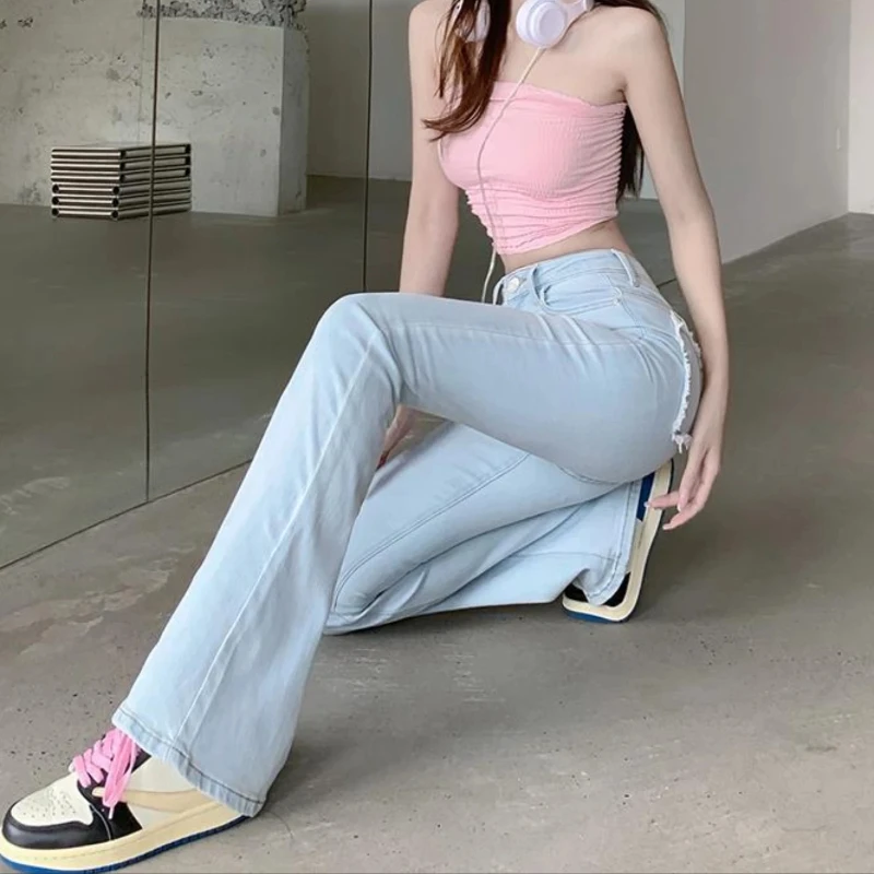 Bell Bottom Trousers Stretch Womens Flared Jeans With Hearts Wholesale Top Denim Pants for Women Selling Grunge Y2k On Sale 90s