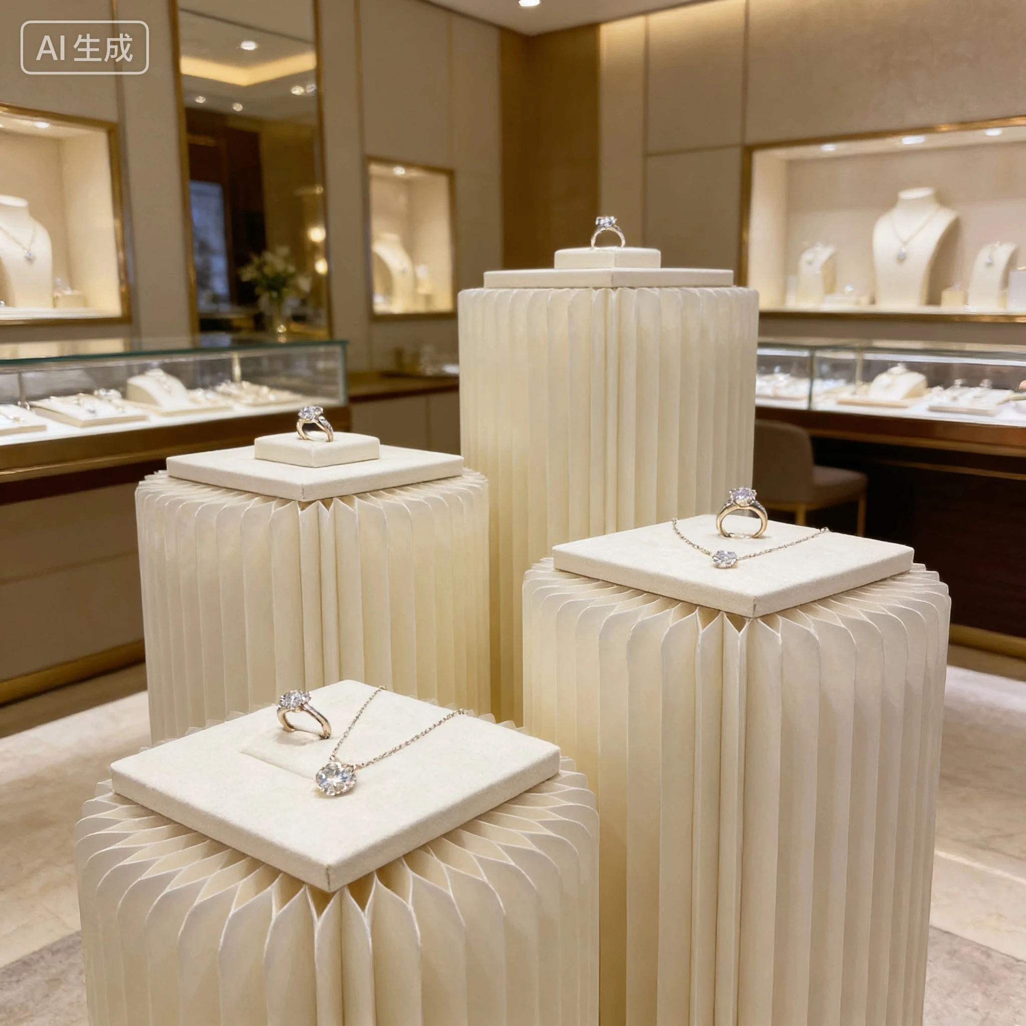 Collapsible Paper Honeycomb Cylindrical Display Stand With Art Deco Design For Wedding Dessert Tables Retail Store Decoration