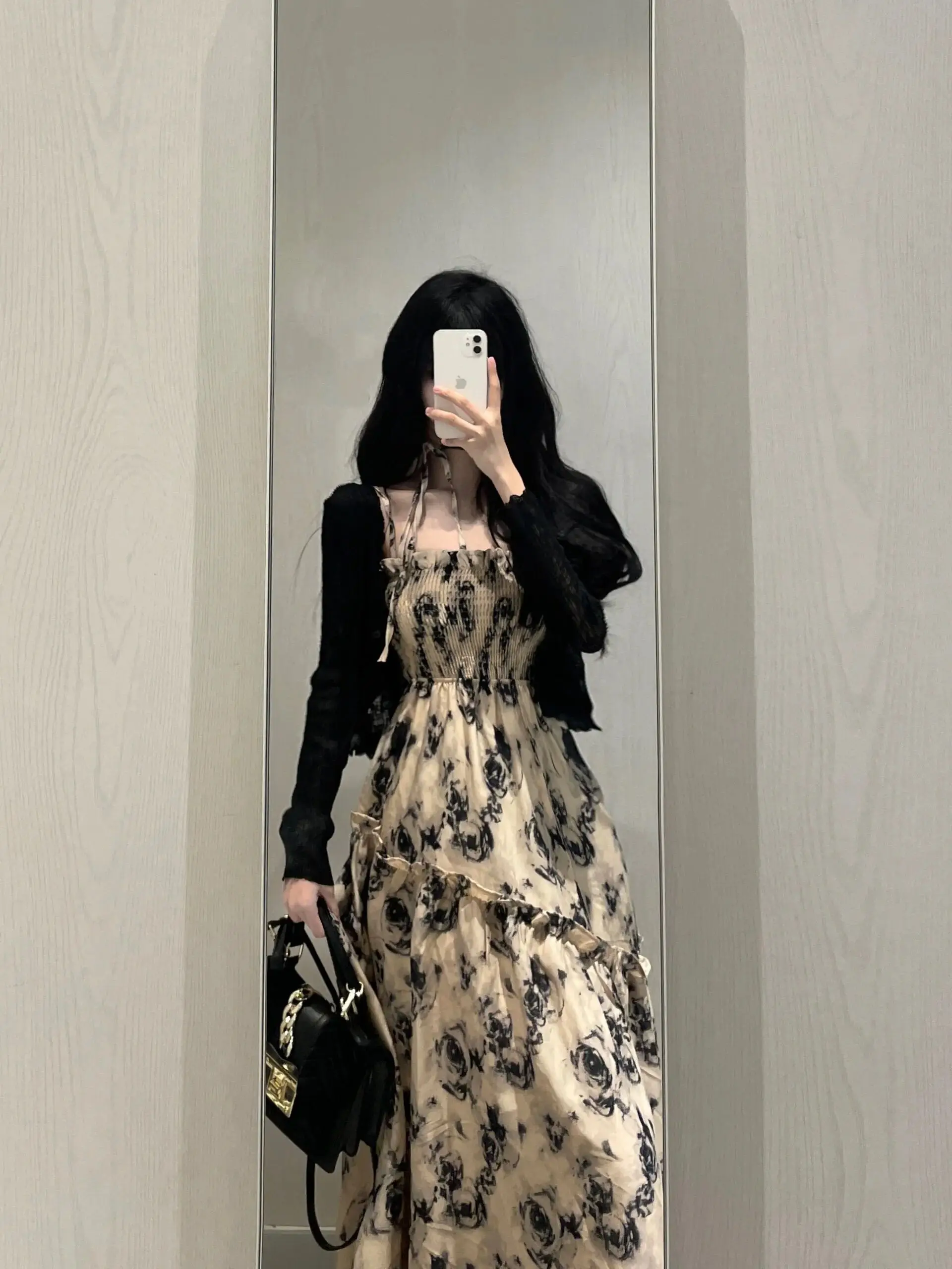 

Женское летнее длинное платье с цветочным принтом, завышенной талией, А-силуэта, винтажное, без бретелек, цельное