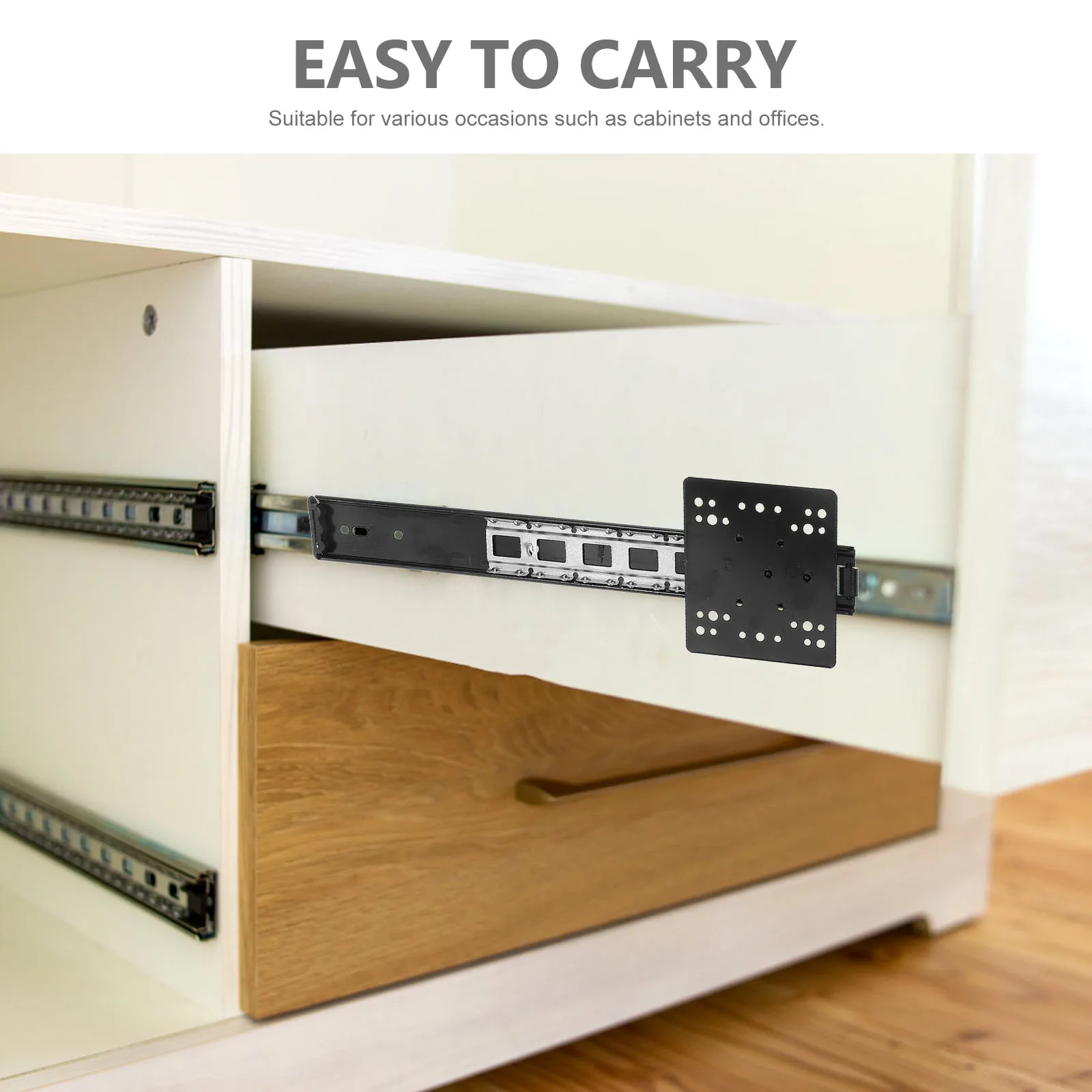 

2 Pcs Drawer Slides Cabinet Hardware Accessories Full Extension Steel Guides Furniture Tracks Durable Buffered Silent Easy
