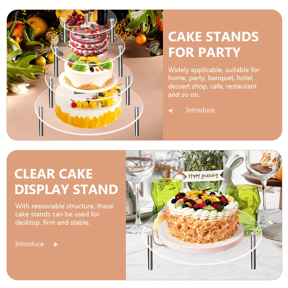 

2Pcs Cake Display Stands Acrylic Clear Square Dessert Holders Stable for Party Home Banquet Cafe Restaurant Cake Display