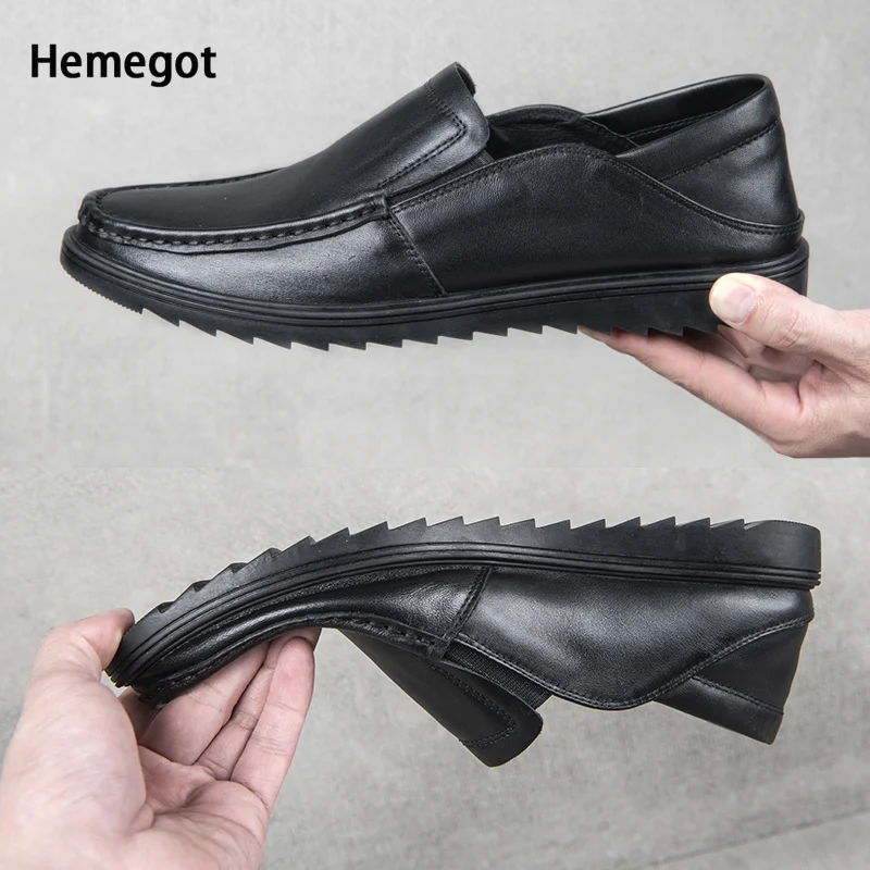 

Summer Genuine Leather Casual Men's Shoes Breathable Soft Leather Round Toe Slip On Driving Shoes Business Leather Shoes