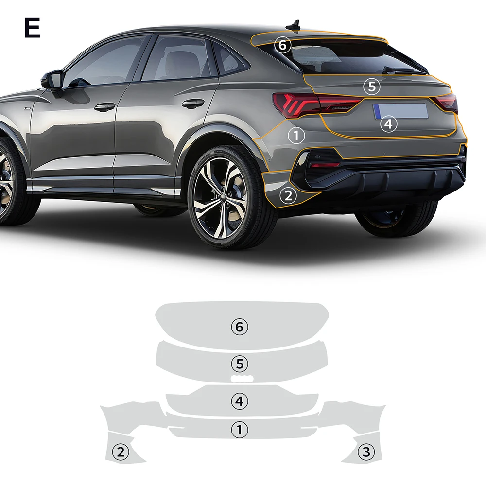 

For Audi Q3 Sportback 2019-2024 TPU Body Bumper Door Pre-cut Sticker Paint Protection Film PPF Scratch-resistant And Transparent