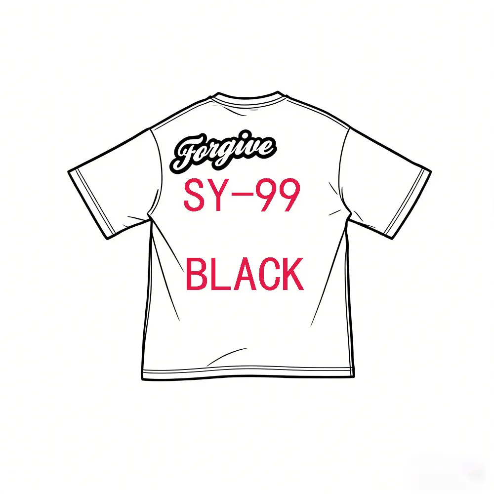 SY-99 Unisex Cotton Short Sleeve Tee Jogger T-shirt Summer Tracksuit Top 'Forgive' Tee-Black Casual Sports TOPS