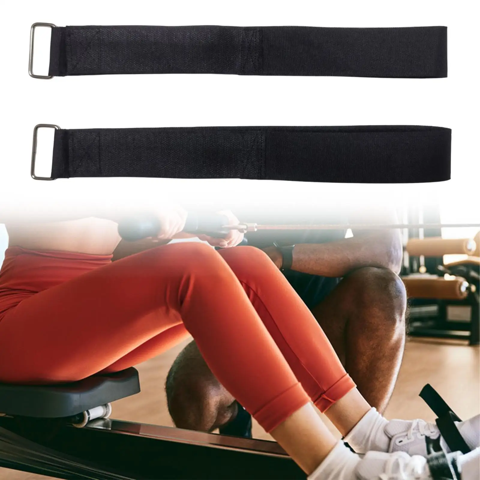 2 Pieces Rowing Machine Foot Straps Fix Bands for Workout Men Women Indoor