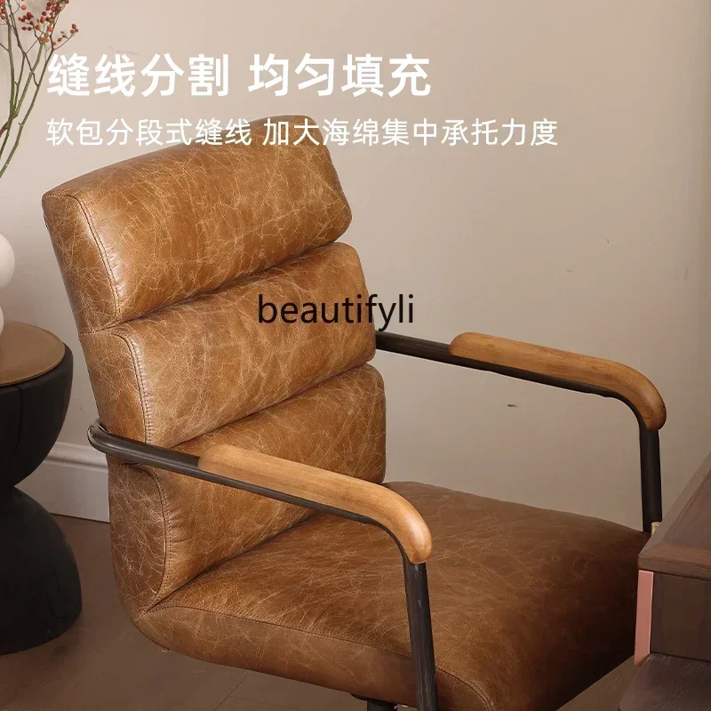 American retro all-leather computer chair office chair light luxury boss chair office