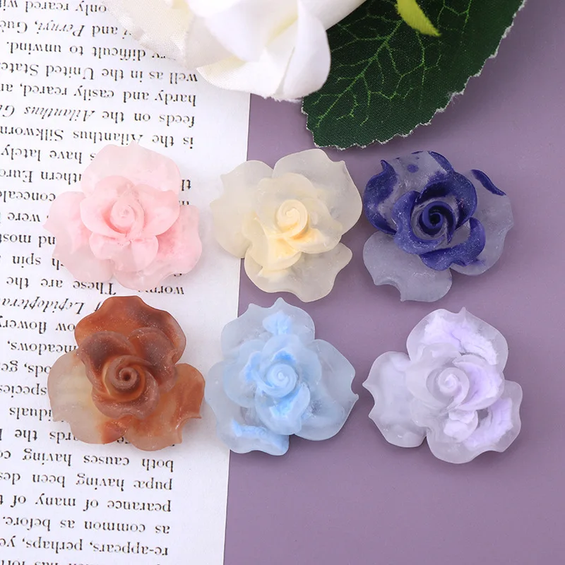 

20pcs Resin 3D Rose Flower Cabochon Flatback Beautiful Luminous Roses Flat Back Jewelry Accessory Supply Decoration Charm Craft