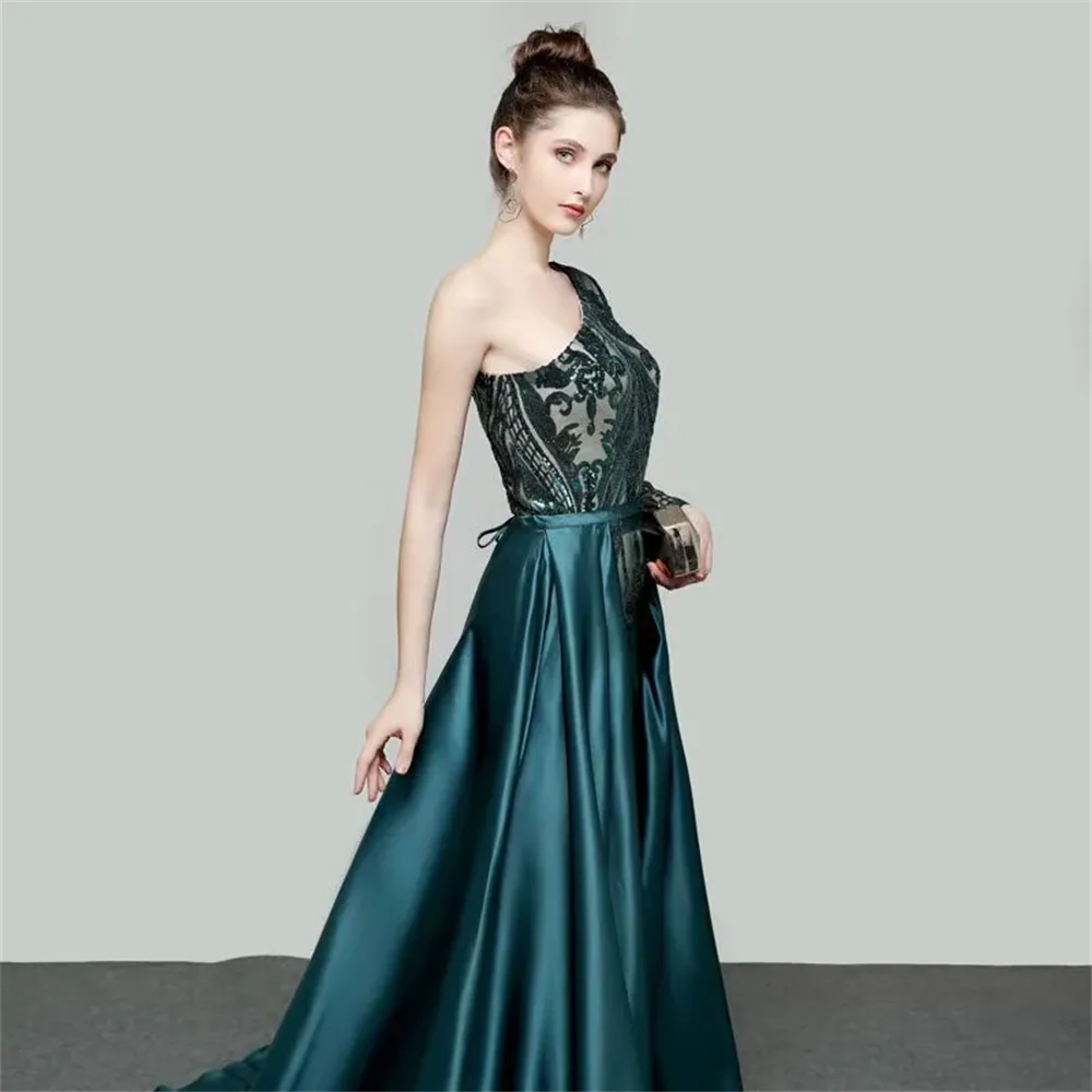 2023 New Prom Dresses Emerald Green Detachable tail Mermaid One Shoulder sexy Sequins Party Dresses