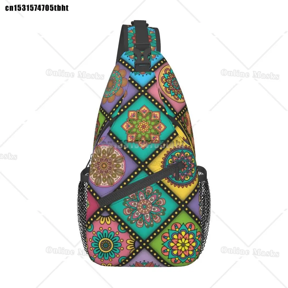 

Mandala Design Shoulder Bags Abstract Flower Print Cute Chest Bag Men Phone Travel Sling Bag Running Graphic