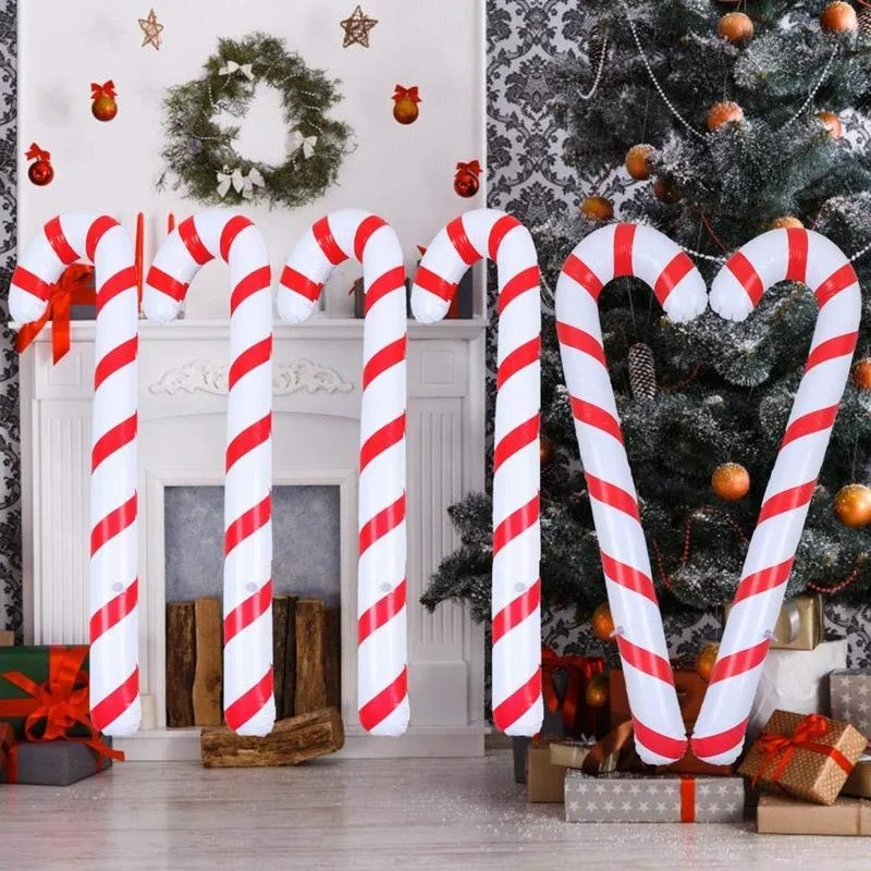 90cm Inflatable Christmas Cane Balloon Merry Christmas Decorations for Home Xmas Ornaments Outdoor Decor Navidad Gifts Noel