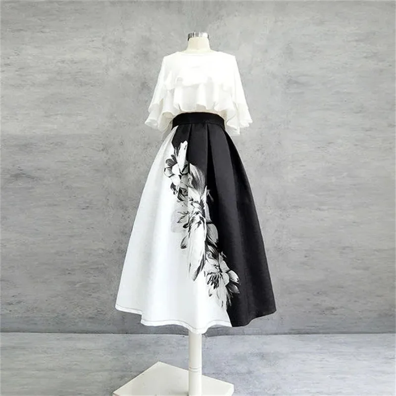 Emu Poetry New High Waist 2023 Spring and Autumn New Loose Pomphong Skirt Female Color Matching Skirt Can be Customized Commute