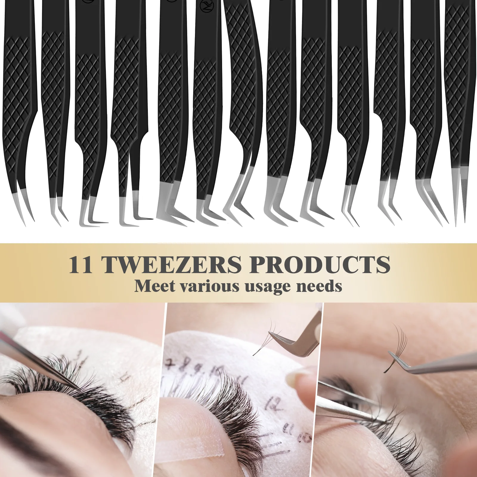 MAYOOC Eyelashes Tweezers Fiber Tip Stainless Steel Superhard Tweezers High Precision Anti-static For Eyelash Extensions Tools