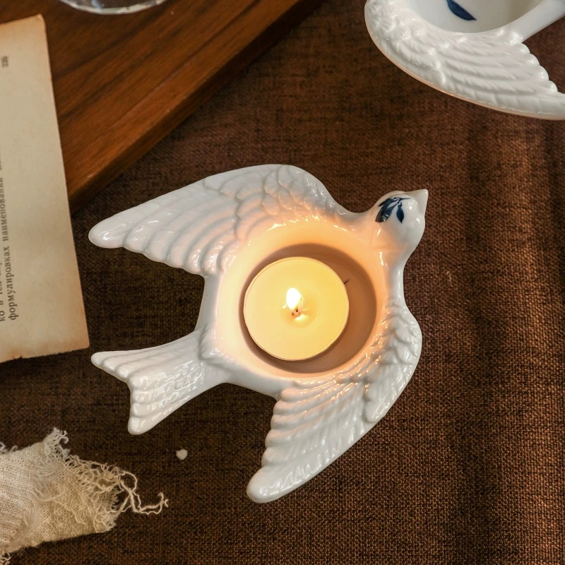 

Ceramic Candle Holder - Romantic Dinner Table Decor,Farmhouse Candle Tray for Pillar Candles,Couple Gift for Anniversary Wedding