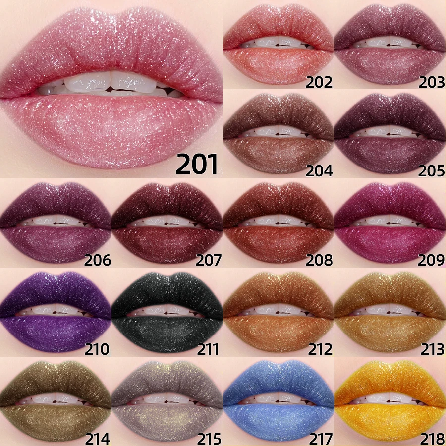 18 colors Waterproof Diamond Shimmer lip ink Glitter Lip Gloss makeup Sparkling Liquid Lipstick  Pearl Lip tint Sexy lip oil