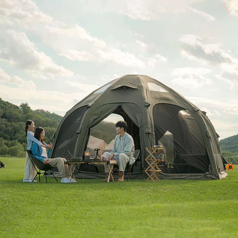

Dome Air Tent-Army Green Cotton Durable Travel Camping Family Large Glamping Classic Geodesic Outdoor Inflatable Tent