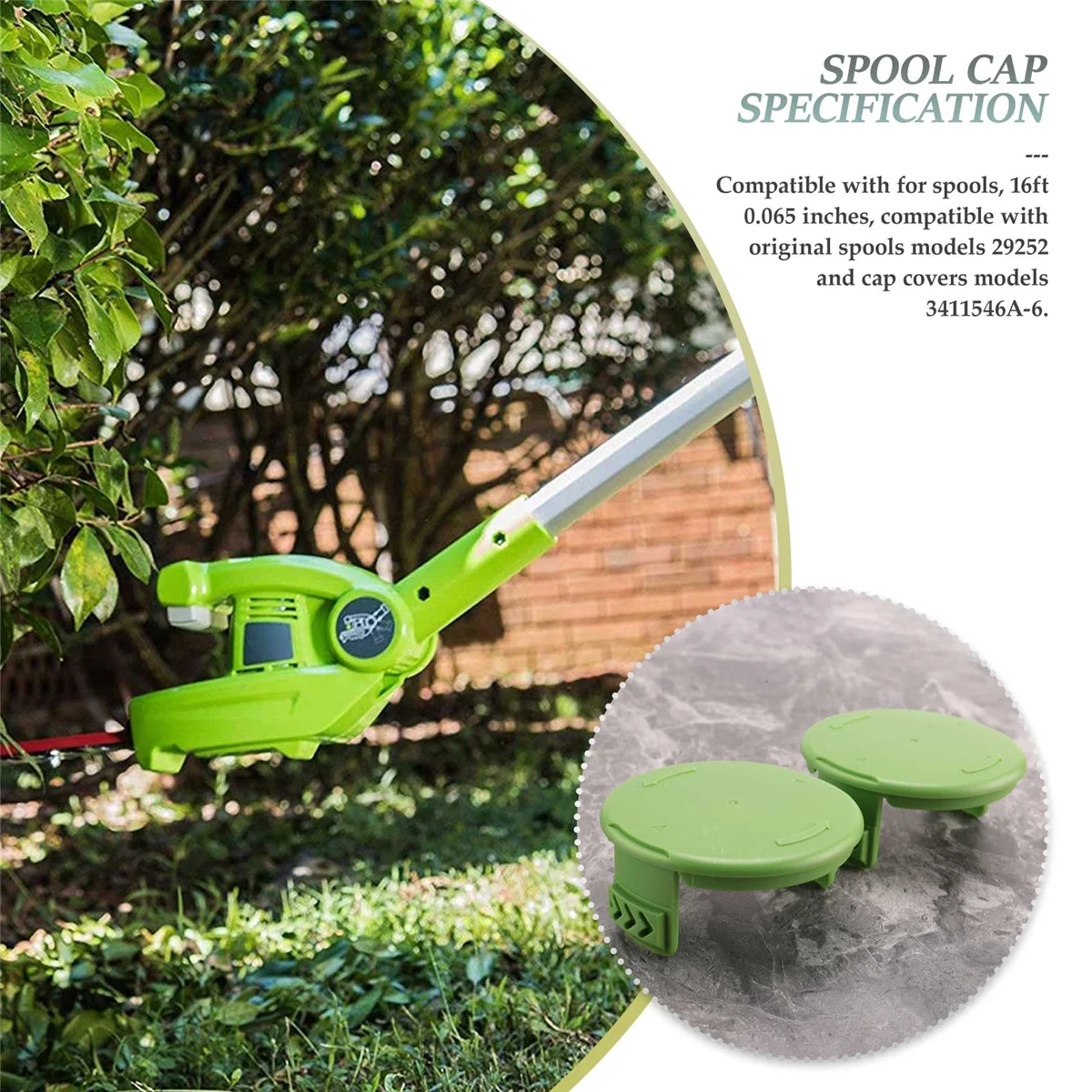 3 упаковки сменных крышек для катушек, детали 3411546 A-6 для Greenworks 21332 21342 24 В, 40 В, 80 В, беспроводной пожиратель сорняков