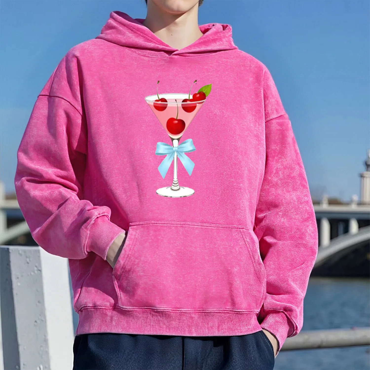 كوكتيل ريترو غسلها نمط مقنعين البلوز للجنسين نمط رياضي غير رسمي مصنوع من القطن الخالص نمط الشارع 400G