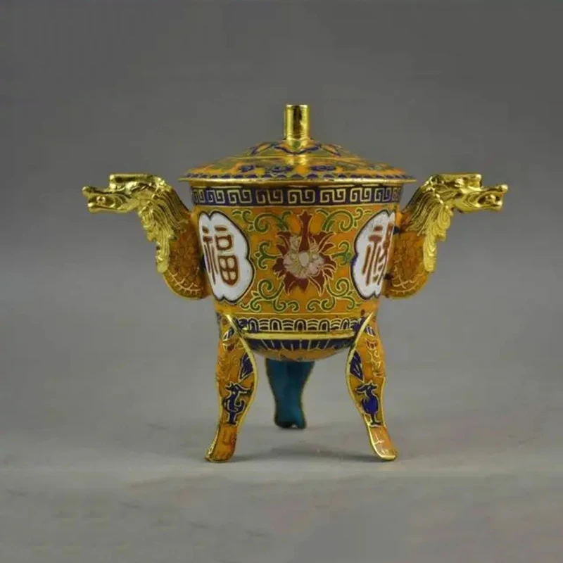 

Китай Перегородчатая резьба в форме цветка и головы дракона, уши, редкая курильница