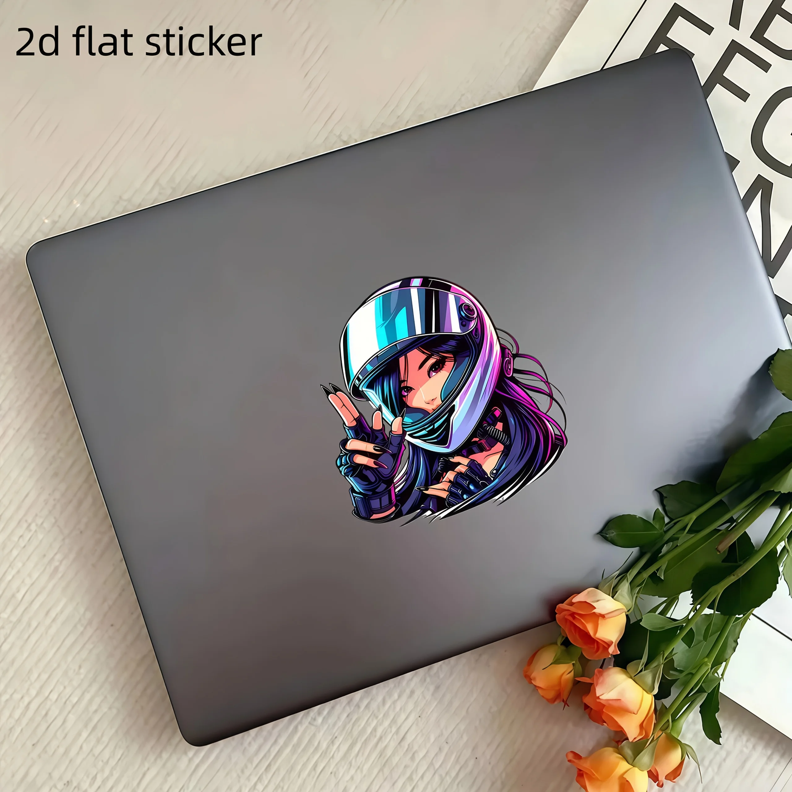 Anime Helmet Biker Girl Waterproof Vinyl Stickers for Car Motorcycle Laptop Luggage view 3