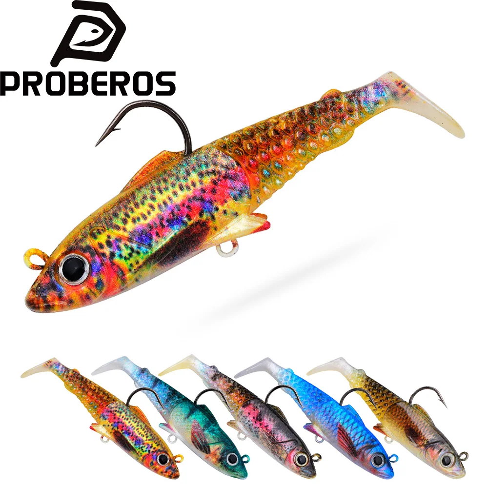 Proberos 9,5G-36G PVC Jig Soft Lure T-Tail Bass Fishing Künstlicher Köder Shad Soft Swimbait für Hecht Bass Pesca Angeln 7,5-13cm