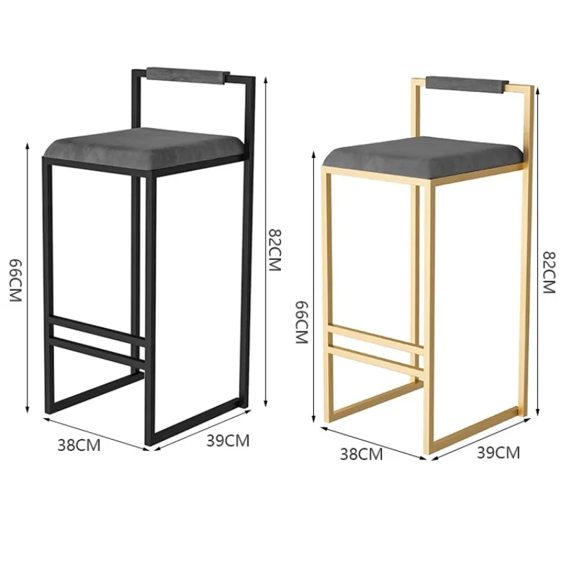 Nordic Velvet Black Bar Chairs for Kitchen Furniture Iron High Bar Stool Nordic Luxury Bar Seat Counter Stool Modern Furniture