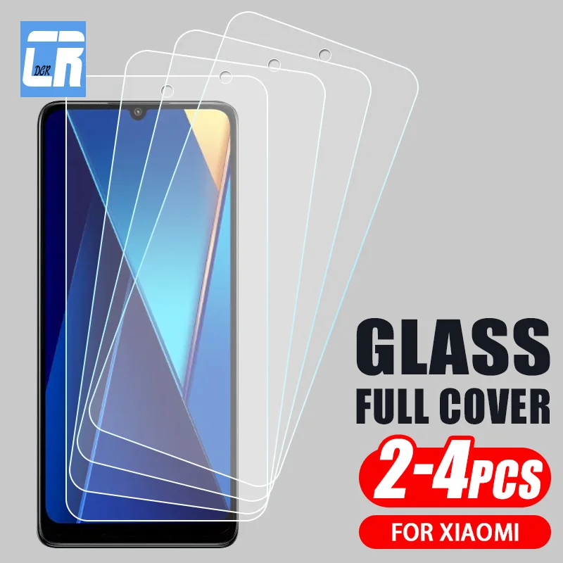 2-4pcs Fall Prevention Tempered Glass For Xiaomi Poco C65 C61 C55 C51 C50 C31 C40 M6 Plus M5S M4 M3 Pro Screen Protector Film