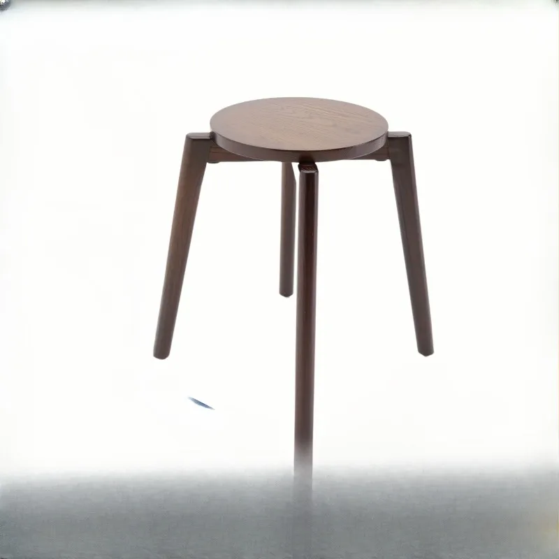 

Simple black mahogany round stool New Chinese-style living room Solid wood stool Can be stacked matching dining