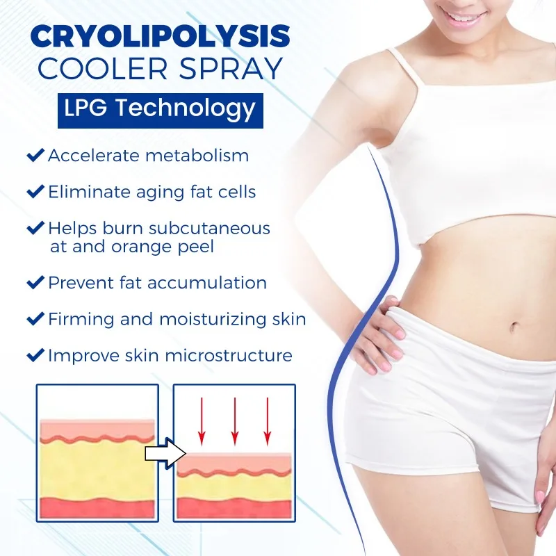 Cryolipolysis semprotan pendingin anti-selulit, semprotan pelangsing kebugaran pengencangan kulit malas pelembab hidrasi anti-selulit