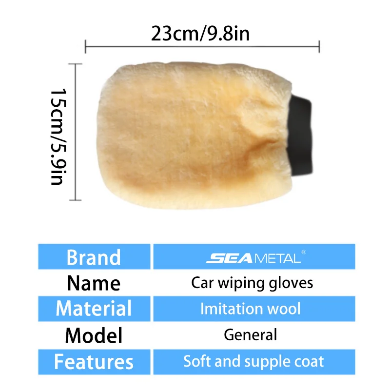 SEAMETAL Waterproof Car Wash Microfiber Gloves Soft Thickened Wool Plush Car Cleaning Mitt Double-faced Glove Car Wash Supplies