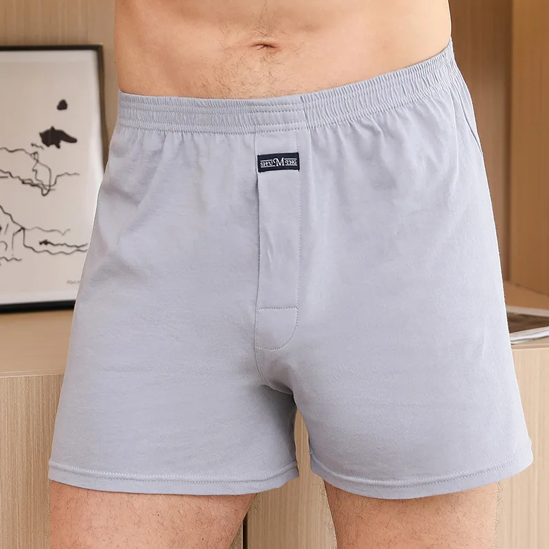 Calças Aro de roupa íntima masculina, pijamas domésticos de algodão puro, soltos e respiráveis, calças de ângulo plano, shorts boxer confortáveis para homens